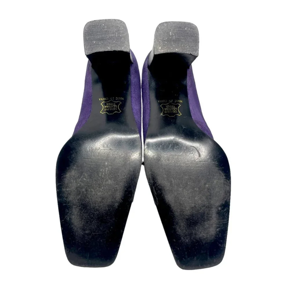 F Studio Carlos Falchi Womens Purple Suede Snakeskin Square Toe Heel Size 9.5 - Picture 7 of 12